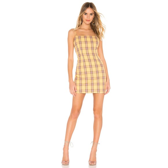 BB Dakota Dresses & Skirts - Revolve BB Dakota Slip Dress 10 Yellow Plaid Total Betty Y2K 90s Grunge Clueless